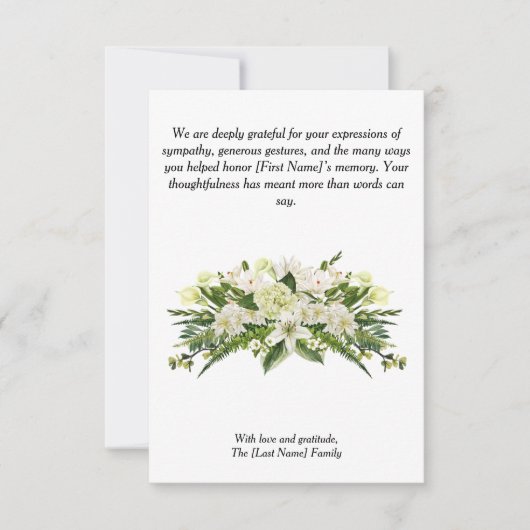 Carte De Remerciements Funeral Thank You Card – With Gratitude (Devant)