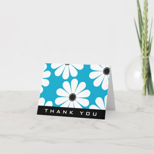 Carte de remerciements Funky Daisies (Bleu) (Devant)