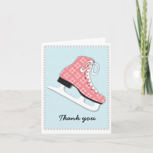 Carte De Remerciements Funky Girl Ice Skating Party Thank You Note
