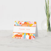 Carte De Remerciements Funky Moderne Orange Minuscule Baby shower Humain  (Devant)