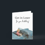 Carte De Remerciements Funny Birthday Retro Grey Card<br><div class="desc">"Entrez, perdant ! C'est ton anniversaire ! Faisons de ce jour une journée inoubliable ! Nous avons une journée entière prévue juste pour vous, remplie de surprises, de rires, et toutes les choses que vous aimez. Du gâteau délicieux à vos activités favorites, il est temps de célébrer comme il n'y...</div>