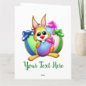 Carte De Remerciements Funny Bunny biting an Easter Egg (Dos)