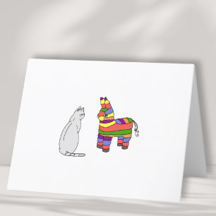 Carte De Remerciements Funny Cat et Pinata Blank Card