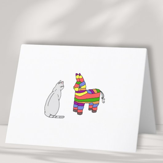 Carte De Remerciements Funny Cat et Pinata Blank Card