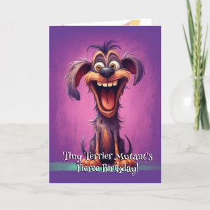 Carte De Remerciements Funny Chien Monster : Petit Terrier Mutant Anniver