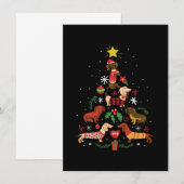 Carte De Remerciements Funny Dachshund sapin de Noël (Devant / Derrière)