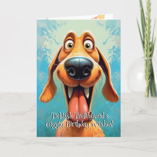 Carte De Remerciements Funny Dog Monster : Anniversaire de Ticklish Troll (Devant)