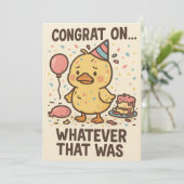 Carte De Remerciements Funny Duck Party Greeting Card - Congrats On... (Debout devant)