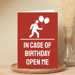 Carte De Remerciements Funny En Coque d'anniversaire Rouge Avertissement<br><div class="desc">Attention amusante / Signal d'avertissement carte d'anniversaire avec le texte : "En coque d'anniversaire,  ouvrez-moi". Arrière - plan rouge avec texte personnalisable pour un message personnalisé.</div>