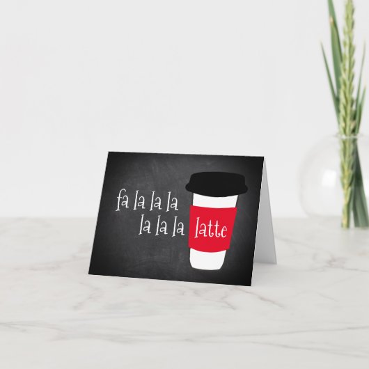 Carte De Remerciements Funny Fa la la latte vacances QR code café (Devant)