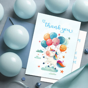 Carte De Remerciements Funny Flying Unicorn Rainbow Colors 1er anniversai