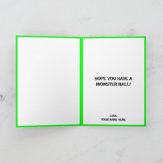 Carte De Remerciements Funny Frankenstein Halloween Joyeux anniversaire (Intérieur)