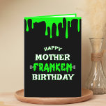 Carte De Remerciements Funny Frankenstein Halloween Joyeux anniversaire<br><div class="desc">Drôle joyeux mère franken anniversaire vert & noir carte d'anniversaire pour Halloween. Personnalisez le texte avec le nom du destinataire.</div>