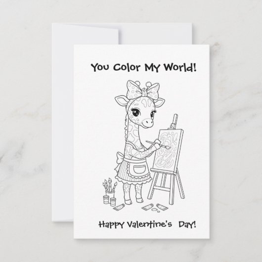 Carte De Remerciements funny Giraffe Coloring Maze Classroom Valentine  (Devant)