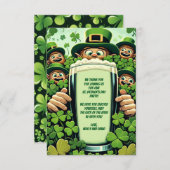 Carte De Remerciements Funny Lucky Leprechauns St. Patrick's Day Party (Devant / Derrière)