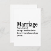 Carte De Remerciements Funny Mariage Définition Couple Mari Femme Cadeau (Devant / Derrière)