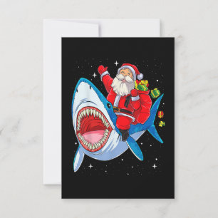 Carte De Remerciements Funny Père Noël équitation Requin Noël Garçons Mer