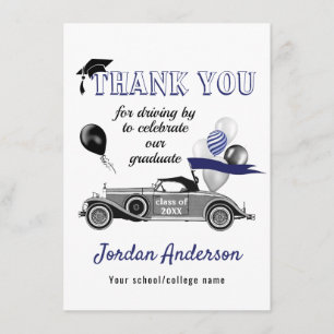 Carte De Remerciements Funny Retro Voiture Conduite Par Graduation Parade