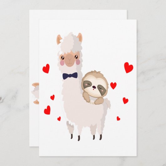 Carte De Remerciements Funny Sloth Riding Llama Shirt drôle Coeurs d'Alpa (Devant / Derrière)