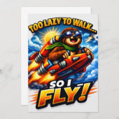 Carte De Remerciements Funny Sloth Rocket Meme, Too Lazy to Walk So I Fly (Devant / Derrière)