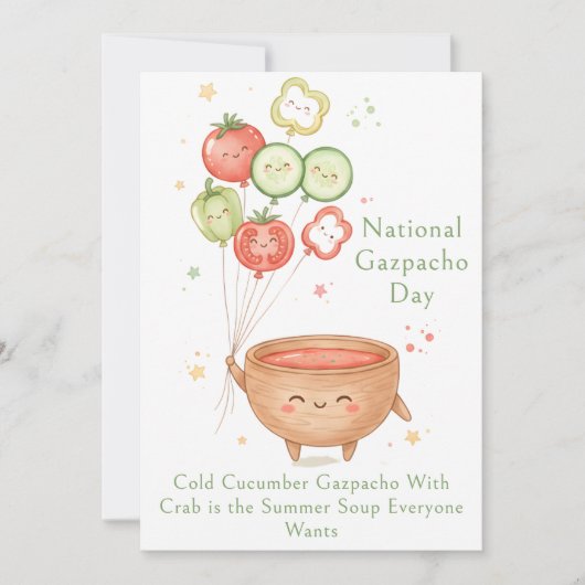 Carte De Remerciements funny vegetables National Gazpacho Day (Devant)