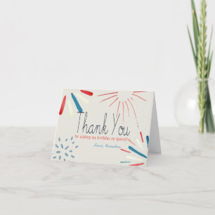 Carte De Remerciements Fusée du 4 juillet Feux d'artifice Anniversaire