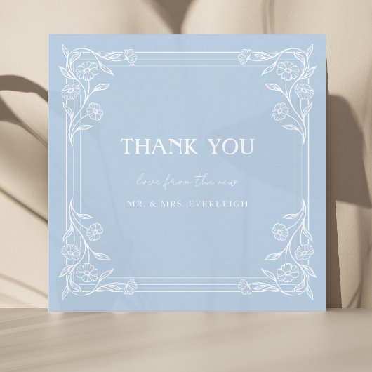 Carte De Remerciements Fusion florale bleu poussiéreux