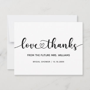 Carte De Remerciements Futur Mariage Élégante Tendance Cœur Madame à Veni