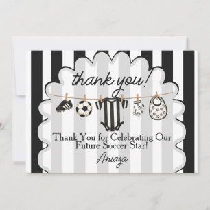 Carte De Remerciements Futur Star Du Football Rayures Noires Et Blanches