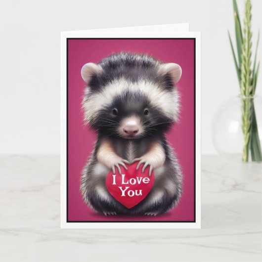Carte De Remerciements Fuzzy Skunk I Love You Valentine's Day Card (Devant)