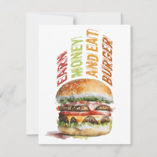 Carte De Remerciements Gagnez De L'Argent Et Mangez Burger, Burger Humori