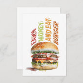 Carte De Remerciements Gagnez de l'Argent Et Mangez un Burger, Création d (Devant / Derrière)