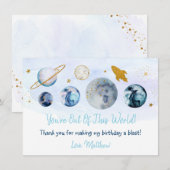 Carte De Remerciements Galaxie Bleu Or Hors De Ce Monde (Devant / Derrière)