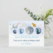 Carte De Remerciements Galaxie Bleu Or Hors De Ce Monde (Debout devant)