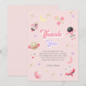 Carte De Remerciements Galaxie de l'espace rose moderne Fille Anniversair (Devant / Derrière)