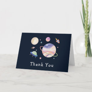 Carte De Remerciements Galaxie spatiale lune étoile bébé Shower Nuit noir