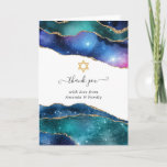 Carte De Remerciements Galaxy Agate Bat mitzvah<br><div class="desc">Galaxy faux or parties scintillant agate pierre bat mitzvah carte de remerciements avec élégante typographie manuscrite personnalisable à vos détails de l'événement.</div>