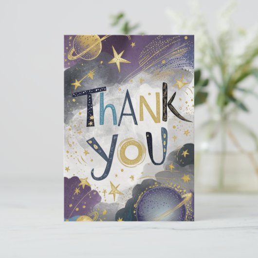 Carte De Remerciements Galaxy Starry Meteor Celestial (Debout devant)