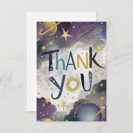 Carte De Remerciements Galaxy Starry Meteor Celestial (Devant / Derrière)