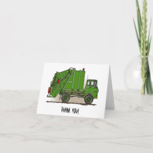 Carte De Remerciements Garbage Truck Green