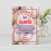 Carte De Remerciements Garçon 1er Anniversaire Baseball (Debout devant)