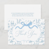 Carte de remerciements garçon Baby shower bleu (Devant / Derrière)