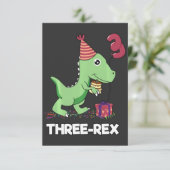 Carte De Remerciements Garçon d'anniversaire de 3 ans dinosaure trois rex (Debout devant)