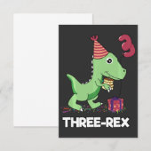 Carte De Remerciements Garçon d'anniversaire de 3 ans dinosaure trois rex (Devant / Derrière)