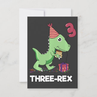 Carte De Remerciements Garçon d'anniversaire de 3 ans dinosaure trois rex