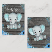 Carte de remerciements garçon douche éléphant (Devant / Derrière)