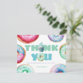 Carte De Remerciements Garçon Mignon Donut Message Personnalisé Enfants A (Debout devant)