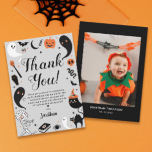 Carte De Remerciements Garçon Photo d'anniversaire Halloween