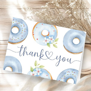 Carte De Remerciements Garçon Remerciement Pliés Baby Shower Donuts Bleus