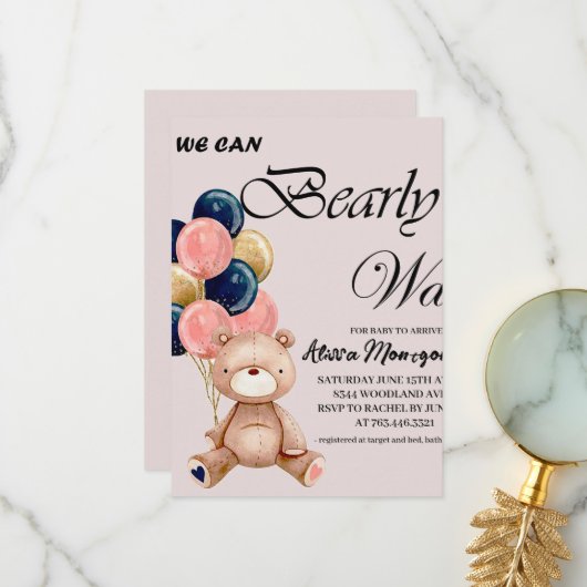 Carte De Remerciements Garçon Teddy Ours On Peut Attendre (Devant/Arrière en situation)